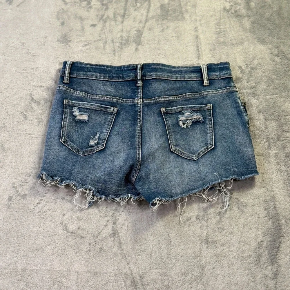 Unbranded Distressed Denim Cut Off Shorts  Blue Womens Size L Fits 29